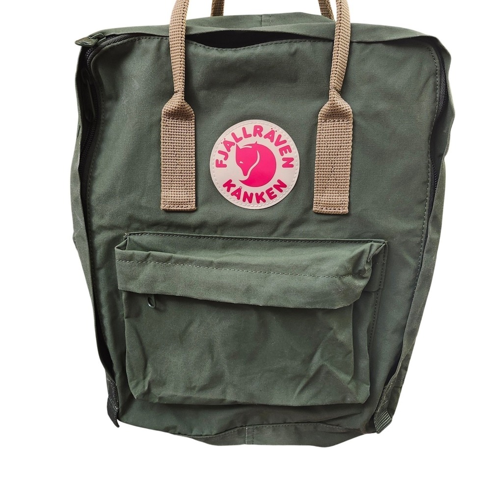 Fjallraven Kanken Classic Backpack Forest Green Tan 23510 Everyday School Bag - Picture 10 of 11